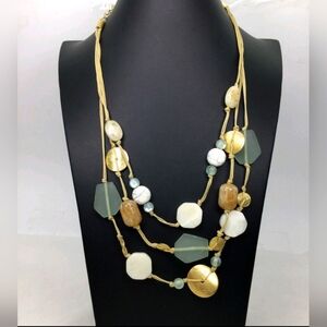 Chico's Faux Howlite Multi Strand Necklace EUC 24"